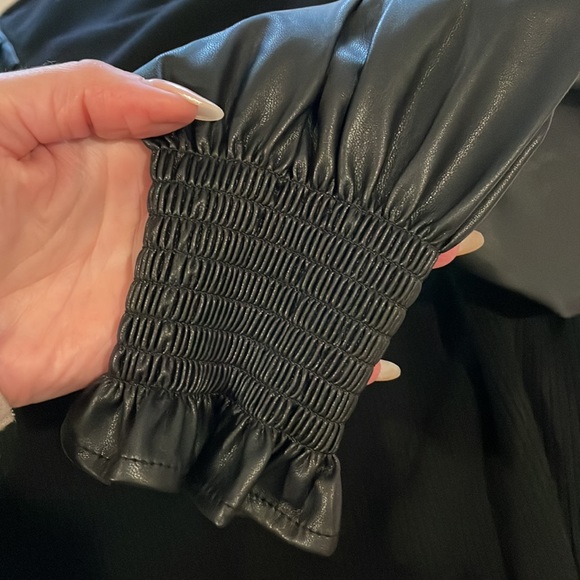 Anthropologie Dolan Faux leather sweater top - Picture 7 of 8